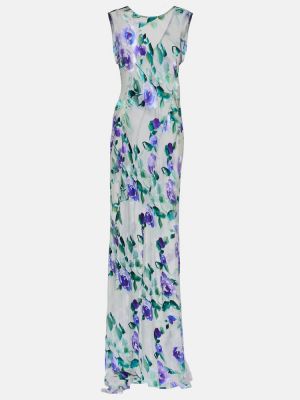 Sukienka długa w kwiatki Dries Van Noten szara