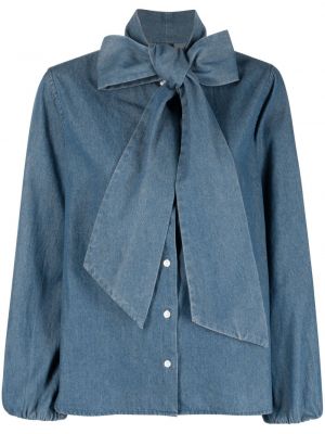 Rifľová košeľa s mašľou Aspesi modrá