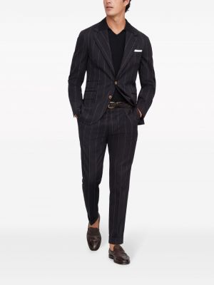 Pruhované vlněné kalhoty Brunello Cucinelli černé