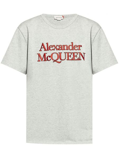 Raštuotas medvilninis marškinėliai Alexander Mcqueen pilka
