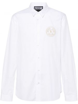 Rifľová košeľa s výšivkou Versace Jeans Couture biela