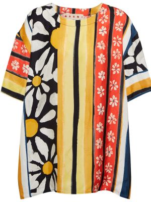 Majica s črtami s cvetličnim vzorcem Marni