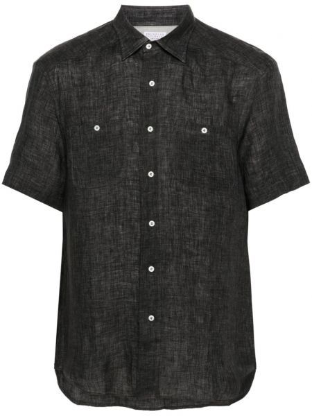 Lininė marškiniai Brunello Cucinelli pilka
