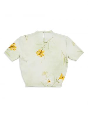 Dzianinowa bluzka w kwiatki z nadrukiem Balenciaga zielona
