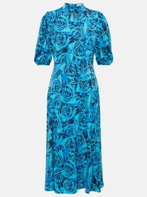 Robe mi-longue en crêpe Diane Von Furstenberg bleu