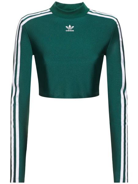 Svītrainas t-krekls ar garām piedurknēm Adidas Originals zaļš