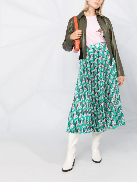 Falda con estampado geométrico plisada Msgm verde