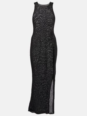 Saténové dlouhé šaty Tom Ford černé