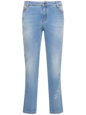 Skinny fit džínsy s výšivkou Ermanno Scervino modrá