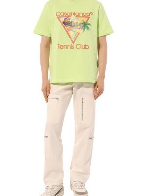 Хлопковая футболка Casablanca зеленая