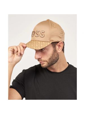 Satynowa czapka z daszkiem Hugo Boss beżowa