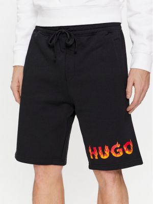 Pantaloni scurți de sport cu croială lejeră Hugo negru