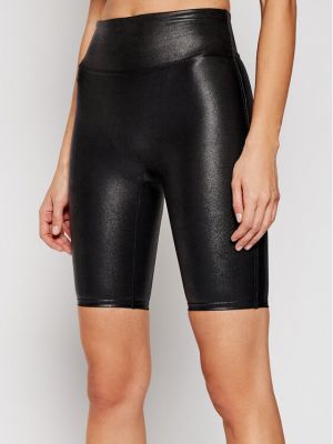 Kožne biciklističke kratke hlače slim fit od umjetne kože Spanx crna
