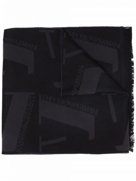 Bufanda con bordado de punto Emporio Armani negro
