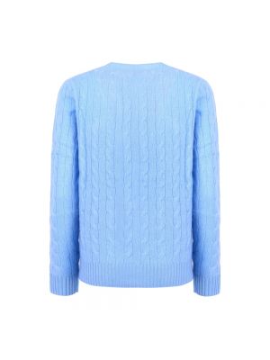 Długi sweter z okrągłym dekoltem Polo Ralph Lauren niebieski