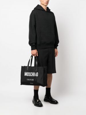 Shopper kabelka s potiskem Moschino černá