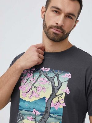 Bavlněné tričko New Balance  , s potiskem - Šedá