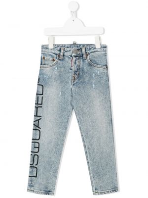 Trykt jeans med normal passform for jenter Dsquared2 Kids blå