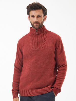 Jersey con cremallera manga larga de tela jersey Barbour rojo