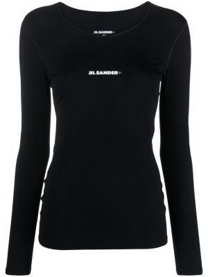 Μπλούζα με σχέδιο από ζέρσεϋ Jil Sander μαύρο