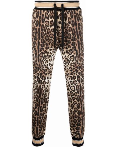 Pantalones de chándal con estampado leopardo Dolce & Gabbana marrón
