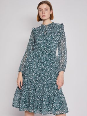 Шифоновое платье миди в цветочный принт Zolla, зеленое