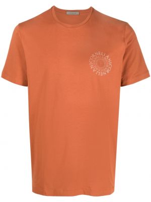 Памучна тениска с принт Corneliani оранжево