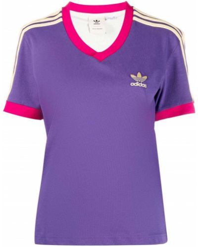 Camiseta con escote v Adidas violeta