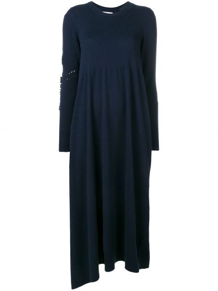 Плетена макси рокля с дълъг ръкав Barrie синьо