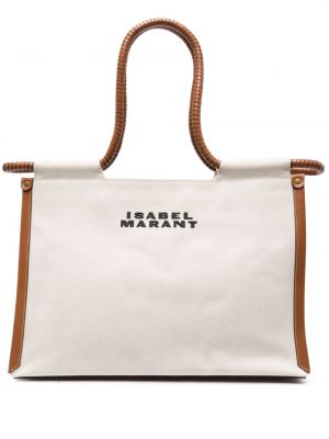 Bavlněná shopper kabelka Isabel Marant bílá