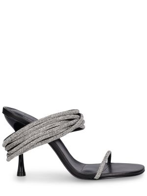 Krištáľové kožené sandále Simkhai čierna