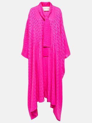 Μεταξωτή μίντι φόρεμα ζακάρ Valentino ροζ