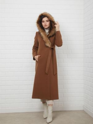 Пальто с капюшоном и застежкой на кнопки сбоку Concept. коричневый