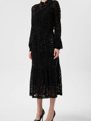 Платье с вышивкой Saint Laurent черное