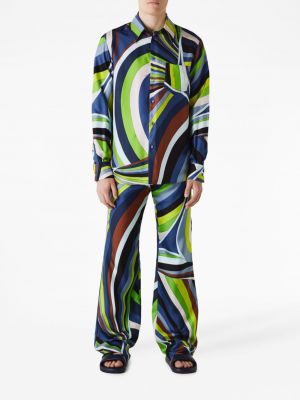 Jedwabna koszula z nadrukiem w abstrakcyjne wzory Pucci
