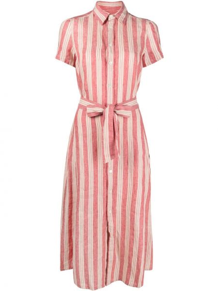 Рубашка платье миди в полоску Polo Ralph Lauren, розовое