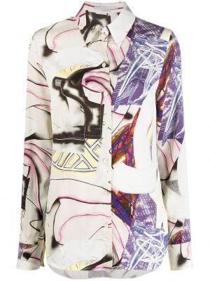 Košeľa na gombíky s potlačou s abstraktným vzorom Stella Mccartney biela