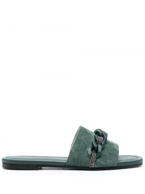 Велурени ниски обувки Fabiana Filippi зелено