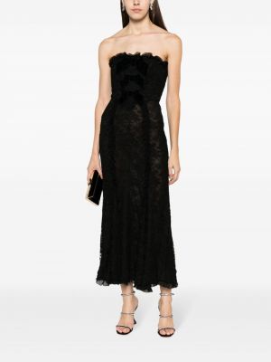 Krajkové midi šaty s mašlí Alessandra Rich černé