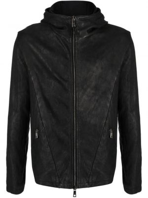 Kožená bunda na zips s kapucňou Giorgio Brato čierna