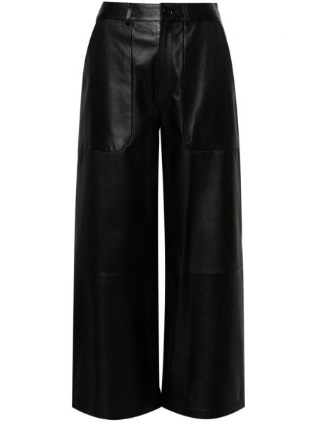 Δερμάτινο παντελόνι με ίσιο πόδι Desa 1972 μαύρο
