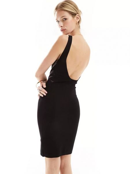 Трикотажное платье с вырезом на спине слим Calvin Klein черное