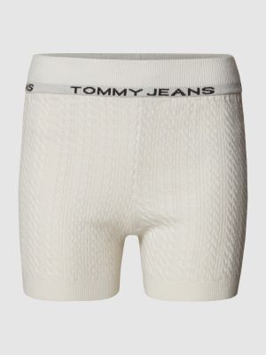 Dzianinowe szorty z nadrukiem Tommy Jeans białe
