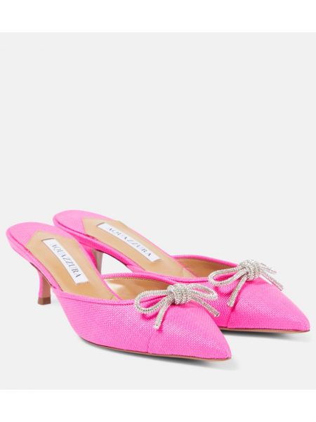 Pantolette mit kristallen Aquazzura pink