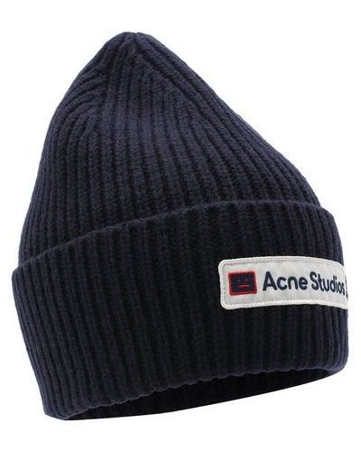 Шерстяная шапка Acne Studios, синяя