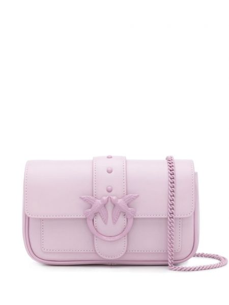 Usnjena crossbody torbica Pinko vijolična