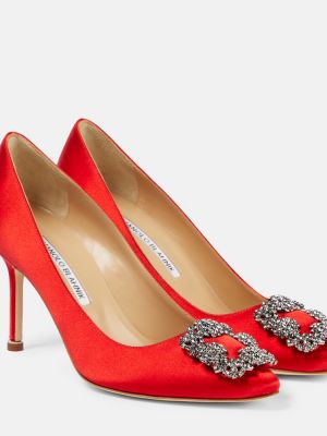 Décolleté di raso Manolo Blahnik rosso