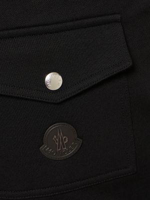 Medvilninės džersio medvilninės sportinės kelnes Moncler juoda