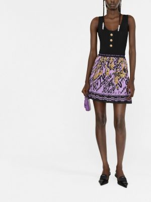 Raštuotas džinsinis sijonas Versace Jeans Couture violetinė