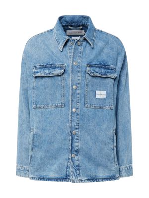 Voľná priliehavá džínsová bunda Calvin Klein Jeans modrá